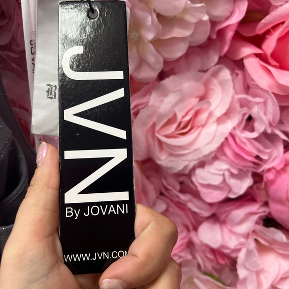 Jovani JVN62495 Grey Size 8 High Neck Sparkle Long Dress With Waist Beading NWT - Picture 7 of 7